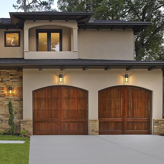 Motion Sensor Outdoor Wall Lights, Porch Light Outdoor 3 Lighting Modes, Dusk to Dawn Exterior Light Fixture, Waterproof, Outside Lights for House Front Door Patio Garage 1 Pack (Black)