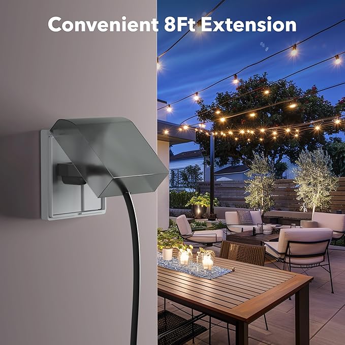 BN-LINK 8 ft Indoor/Outdoor Extension Cord 16/3 SJTW, Black, Water & Weather Resistant, 3-Prong Grounded Plug for Landscaping & Holiday Decorations, Home & Office, 13A ETL