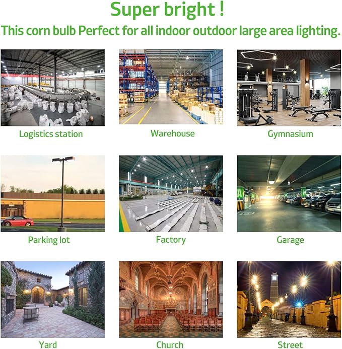 150W Led Corn Light Bulb,E39/E40 mogul Base,5000k,110 to 277V,19500 lm,CFL HID 400W Metal Halide Replacement For Industrial High bay lighting High Ceilings,Parking lot,Warehouse,Factories(2-Pack)