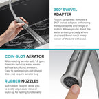 KRAUS Torak Pull Down Kitchen Faucet in Spot-Free Stainless Steel with Commercial Style Spring Spout, 2 Function Sprayer, Pre-Attached Water Lines, and Mounting Hardware, KPF-2635SFS