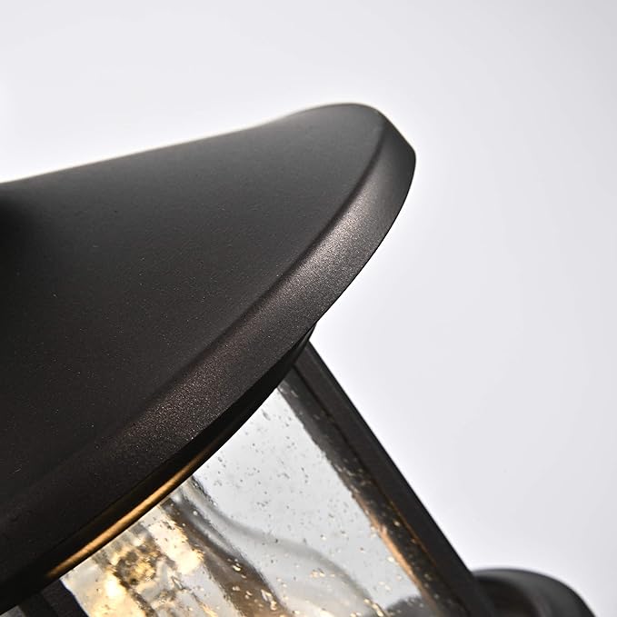 MICSIU Oil Rubbed Bronze Outdoor Wall Light 2 Pack, Clear Seedy Glass Exterior Wall Sconce Light Fixture, 10 Inch Metal Outdoor Porch Lights for House, Front Porch, Patio, Backyard