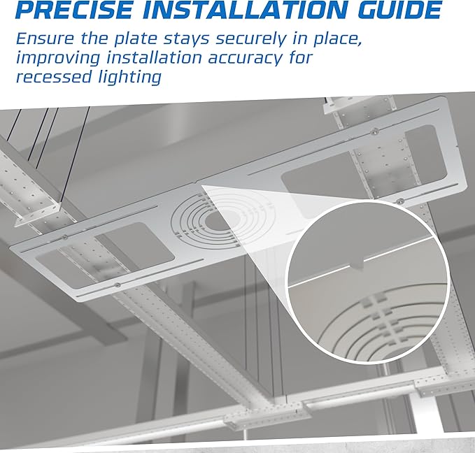 OHLECTRIC 24-Pack New Construction Recessed Light Mounting Plates, Flat Steel Rough-in Brackets - Symmetric Round Holes w/Multiple Cutouts 2” til 6” Adjustable Panel for LED Wafer & Recessed Lighting