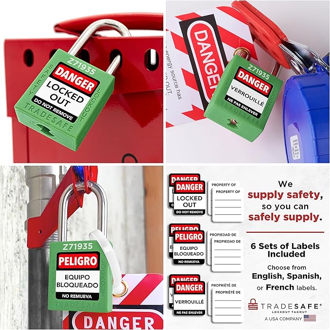 TRADESAFE Lockout Tagout Locks Set - 10 Green Keyed Alike Padlocks, 2 Keys Per Lock, OSHA Compliant Loto Locks for Lock Out Tag Out Stations, Premium Grade