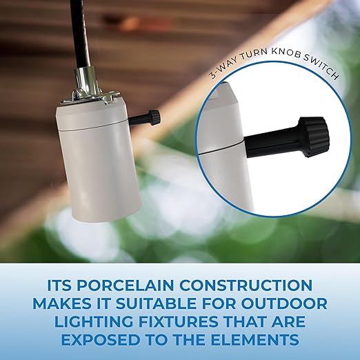 OHLECTRIC Porcelain 3-Way Turn Knob Mogul Socket with Hickey, Unglazed Mogul (E39 Base) High Heat Resistant Porcelain Socket, Lamp Fixture Replacement Socket, 750W, 250V, UL Listed