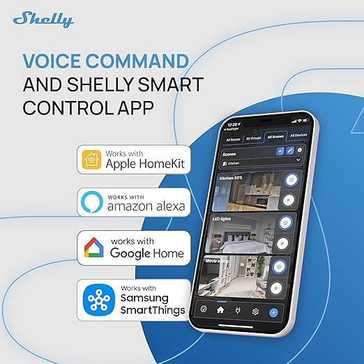 Shelly 1PM Gen4 | Wi-Fi, Zigbee, Matter Smart Relay Switch with Power Metering, 1-Channel 16A | Home Automation | Alexa, SmartThings, Google Home, Apple HomeKit Compatible | iOS Android App (4 Pack)