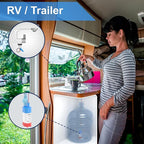 12V Faucet with Switch – German Made 1.5 BAR | Cold Water RV Sink Electric Faucet 360° Swivel Spout, 6A | for Camper Vans, Trailers, Marine Use | Single Hole – 12V Pump Compatible (White)