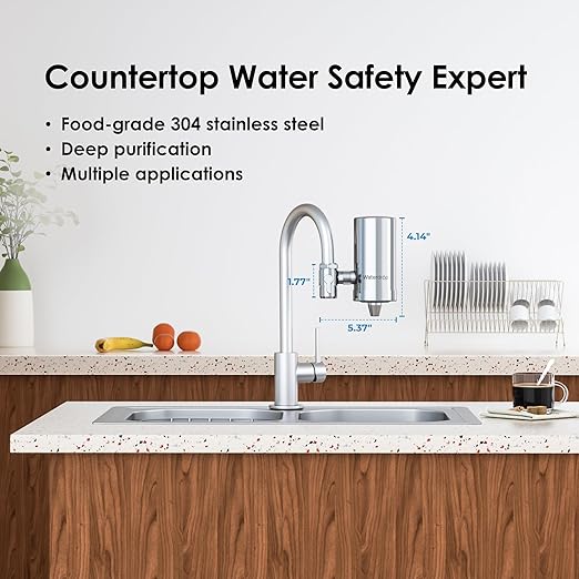 Waterdrop Water Filter for Sink Faucet, 360° Rotating Stainless Steel, NSF Certified Water Purifier for Kitchen Sink, 3 Months Long Lasting Tap Water Filter, Reduce Chlorine, 1 Filters