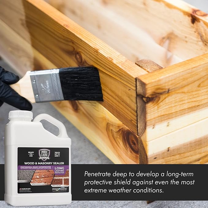 ProCare Premium Masonry and Wood Floor Sealer - Outdoor Waterproof Protectant for Concrete, Stone, Exterior Wood, Brick, Stucco - Weatherproof Clear Silicone Sealant - Made in The USA (1 Gallon)