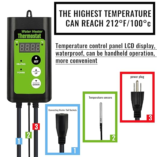 240V 3500W Fully Submersible, Electric Hot Tub & Swimming Pool Immersion Water Heater with Temp Control & GFCI for Baptismal Pool, Baptistry, Above Ground Pool, Inflatable Pool & spa tub