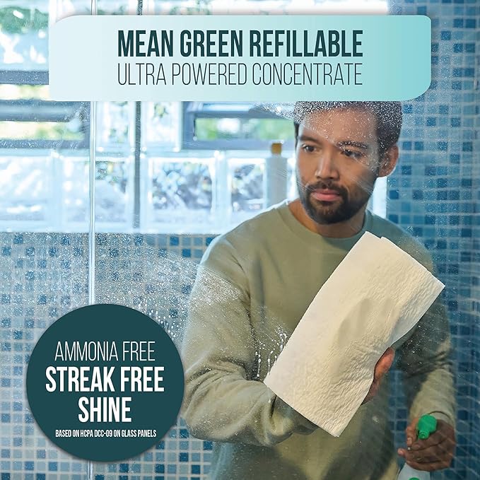 Mean Green Ultra Powered Refillable Cleaner Concentrate Variety 3 Pack – Multi-Purpose Citrus & Green Tea, Bathroom Tropical Breeze, Glass Fresh – 14.3 fl oz Each