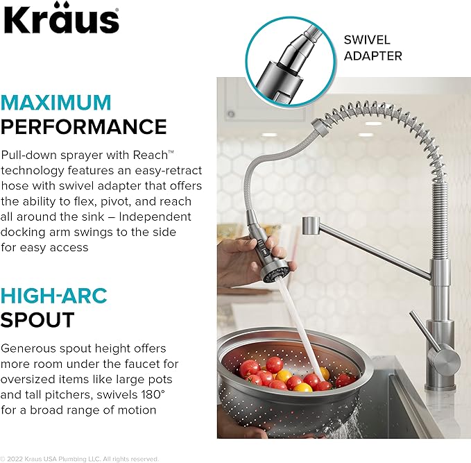 KRAUS Bolden Touchless Sensor Commercial Style 2-Function Single Handle Pull Down Kitchen Faucet in Brushed Brass/Matte Black, KSF-1610BBMB