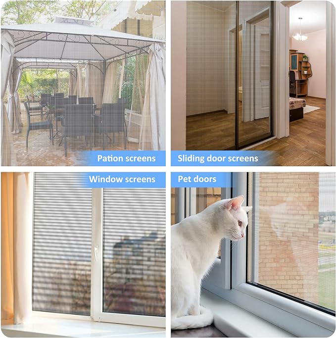 48"x102" Window Screen Mesh, Fiberglass Window Screen, Screen Door Mesh, Windows Screens and Screen Door Replacement, Patio Screen Mesh- Gray