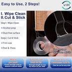 4Rolls Thicker 2mm, Nano Double Sided Mountinging Heavy Duty Tape, 2 Sides Sticky Tack Tape for Painted Walls AC Hanging Clear, 0.7in×10fts, 40fts Total Long (Thicker. 4 pack×0.7''×10fts)