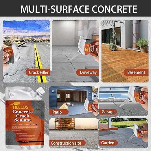 Concrete Crack Filler, 4 Pack Self Leveling Crack Sealant Repair Sealer, High Elasticity Cement Crack Filler, Waterproof Caulking Glue for Driveway, Patio, Sidewalk, Concrete Joint Repair, Grey