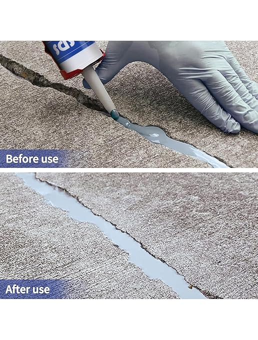 Cement Crack Filler Outdoor Waterproof Concrete Repair Sealant, Polyurethane Adhesive Sealant Self-Leveling Driveway Crack Filler Crack Flexible Concrete Patch Gray 10.5 fl. oz (3 Pack)