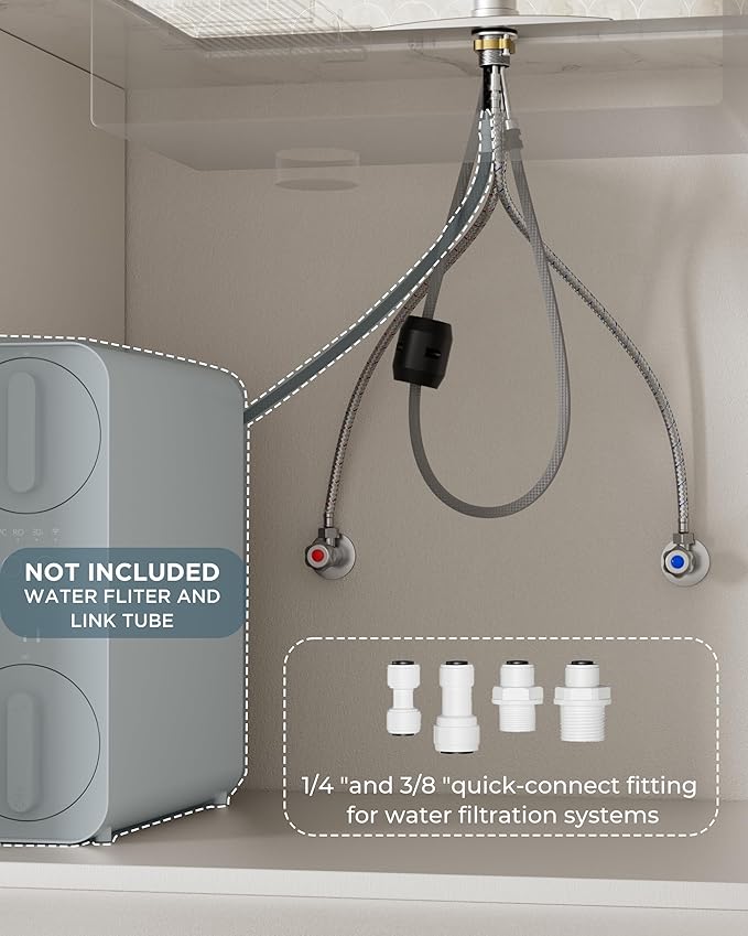 FORIOUS Kitchen Faucets with Water Filter, 2 in 1 Stainless Steel Pull Down Sink Faucet and Purfied Water Faucet High Arc Single Handle with Detachable Deck for 1 or 3 Hole, Brushed Nickel