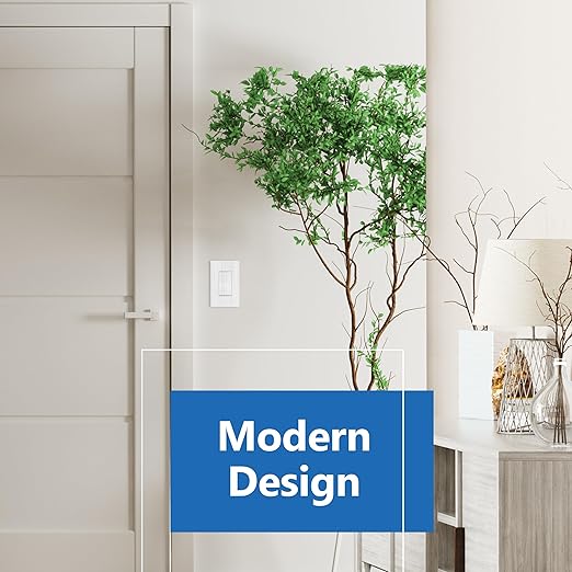 LIDER Brushed White Minimalist Design Decorator Switch, Frameless Paddle Wall Light Switch, On/Off Rocker Switch, 3-Way or Single Pole, Residential Grade, UL Listed, 3 Wire, 15A 120-277VAC, 5 Pack