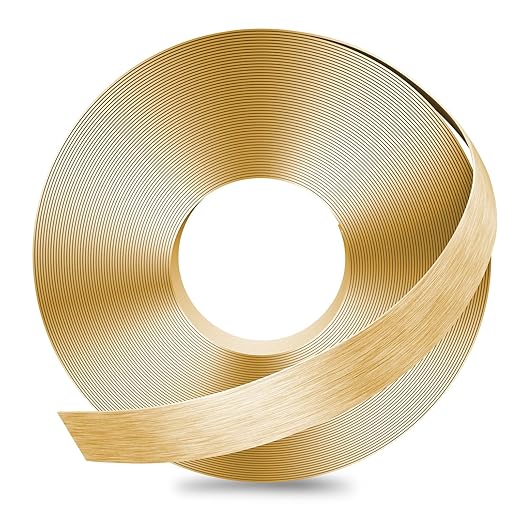 GSCIT Club Gold Edge Banding, 1/2 Inch x 25ft Aluminum Brushed Edge Banding Brass PVC Edge Trim for Cabinet Repair