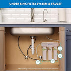 Aquasana Under Sink Water Filter System - Reduces PFAS, Lead, & Chlorine in Drinking Water - Under Counter Claryum Filtration for Kitchen - 3-Stage Max Flow - Brushed Nickel Faucet - AQ-5300+.55
