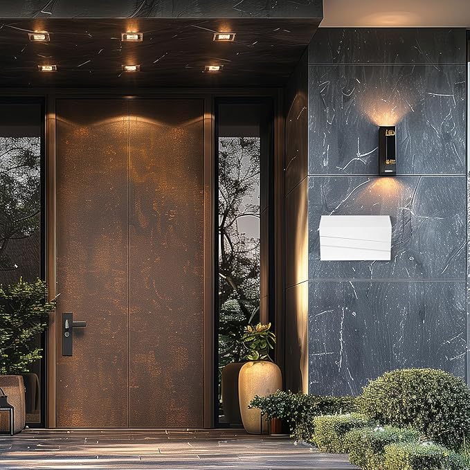 White Wall-Mount Mailbox, Modern Large Capacity Drop Mailboxes for Outside, Rust-Proof Galvanized Steel Post Box with Flag (No Keys Locking)