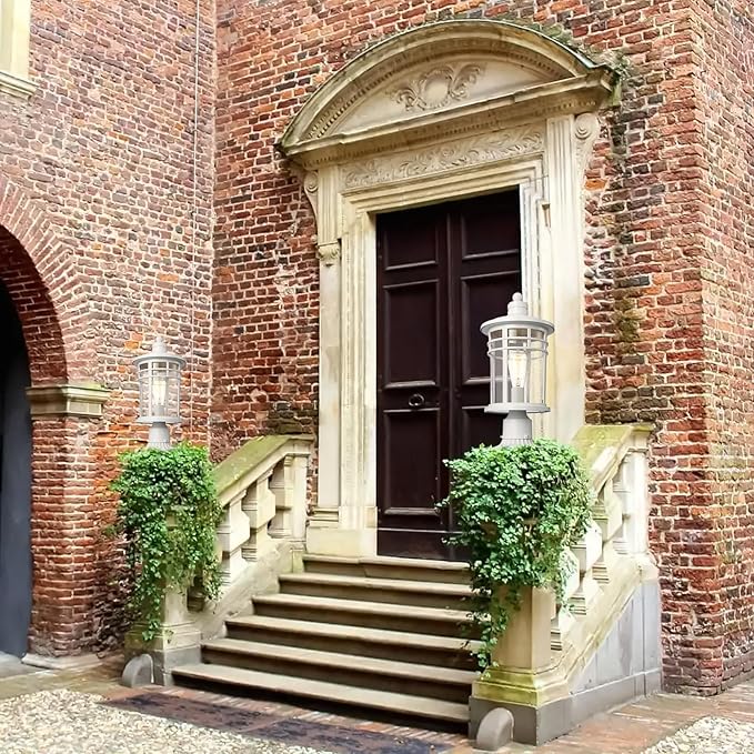 Darkaway Outdoor Post Lights Lamp Posts Outdoor Lighting, 17inch Large Waterproof Aluminum Post Lights Outdoor Light Fixtures with Glass, Light Posts for Outside Patio Yard (Large, White)