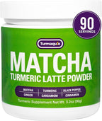 Turmaquik Organic Turmeric Matcha Powder, Matcha Latte Powder with Turmeric, Superfood Blend of Matcha, Turmeric, Ginger, Cardamom, Black Pepper, and Cinnamon (3.2 Ounce)