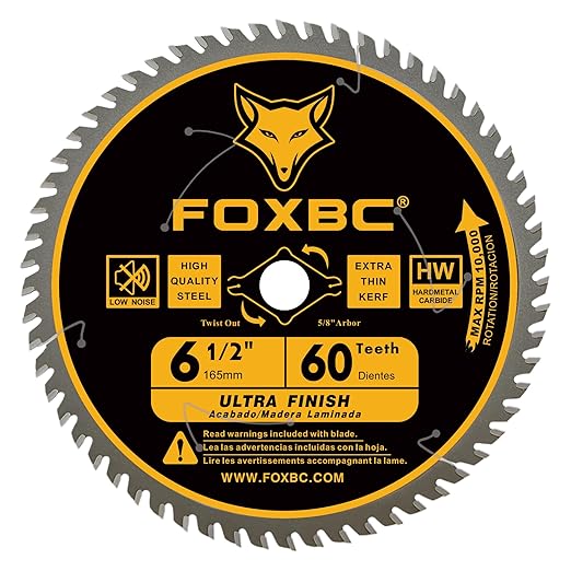 FOXBC 6-1/2 inch Circular Saw Blade 24T 60T Combo Pack, Wood Cutting, Thin-Kerf with 5/8" Arbor