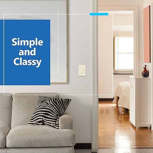 LIDER Minimalist Design Matte Finish Lighted Double Switch with Screwless Wall Plate, Combination Decorator Switch with Locator Light, Ground Terminal, Single Pole, 15A 120V, UL Listed, Light Almond