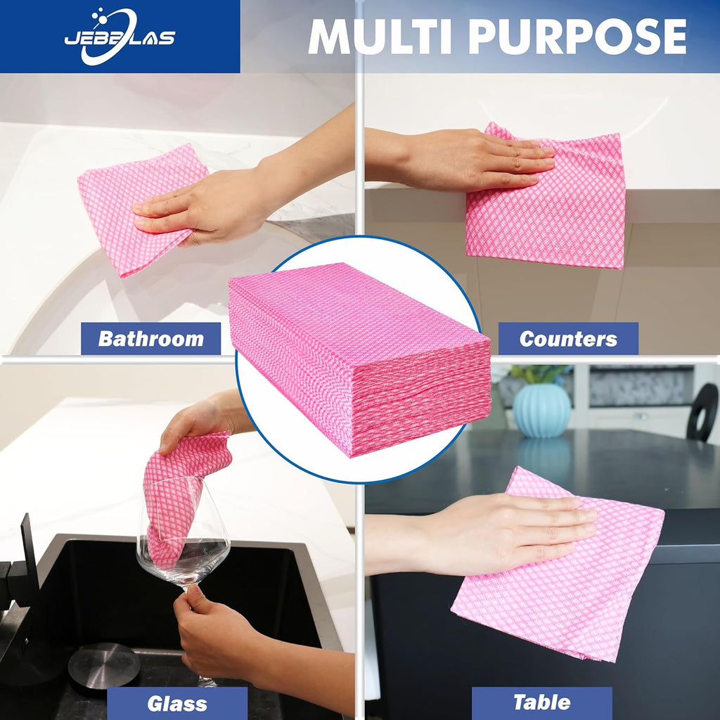 JEBBLAS 50Ct Foodservice Cleaning Towel, Reusable Paper Towels,11.4" x 23.6" Kitchen Cleaning Cloth All Purpose Dish Towels, Foodservice Wipes
