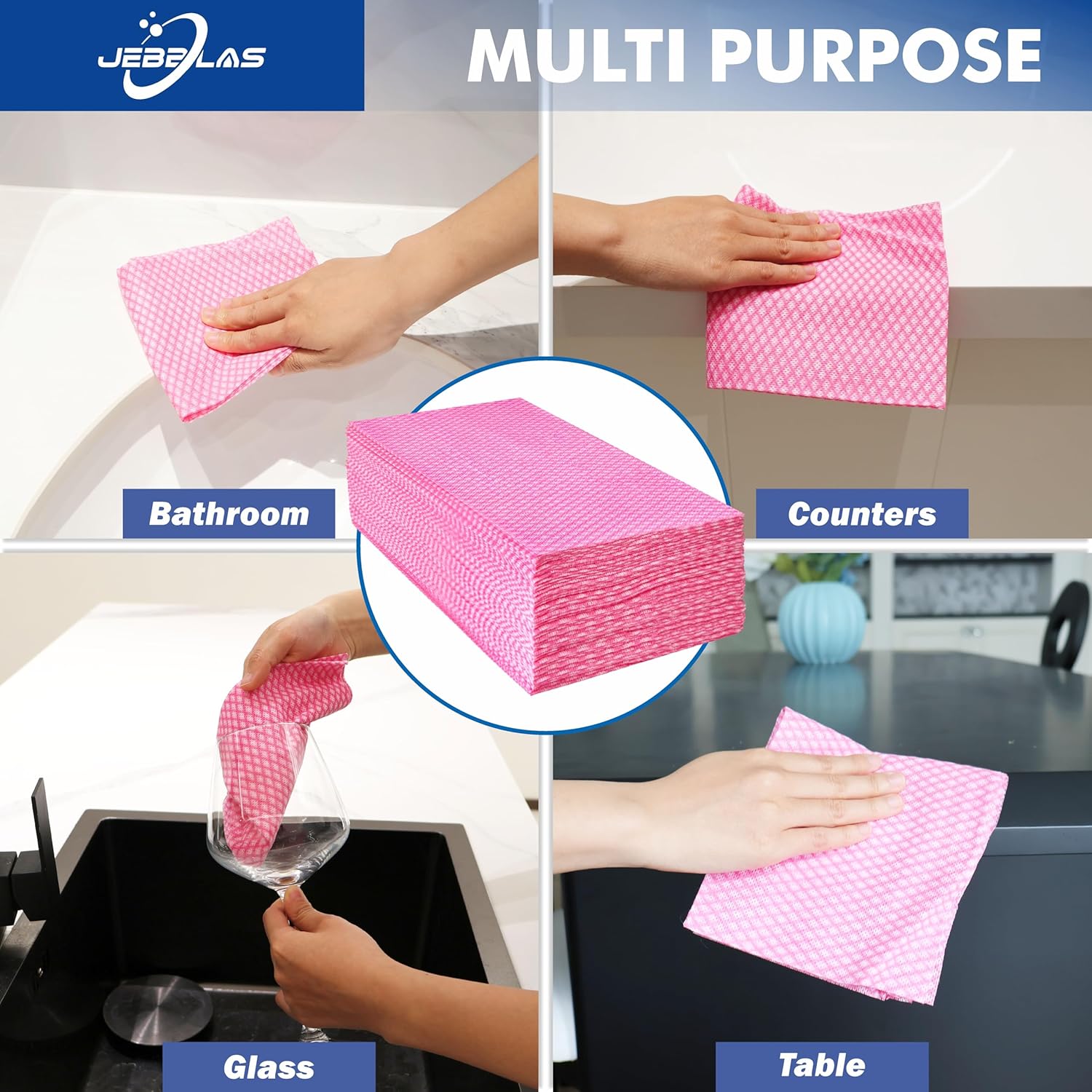 JEBBLAS 50Ct Foodservice Cleaning Towel, Reusable Paper Towels,11.4" x 23.6" Kitchen Cleaning Cloth All Purpose Dish Towels, Foodservice Wipes