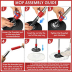 Spin Mop Replacement Handle 360 Degree Spin Mop Pole Handle Replacement Rotating Telescopic Stick for Head Replace Spinning Household Cleaning Accessories for Home(Black)