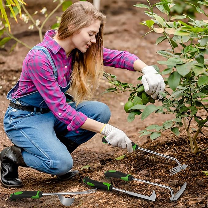 Weed Puller Tool, 4 Pack Stainless Steel Weed Remover Tool, Portable Weeding Tools Gardening, Crack Weeder Tool, Uprooting Weeding Tool for Backyard Farm Planting