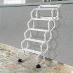 5 Steps Wall Mounted Attic Ladder, Indoor Attic Stairs Pull Down System, Metal Telescoping Step Ladders, Anti-slip Retractable Folding Stair, Loft Extension Steps Staircase for Garage (black, 5 Steps)