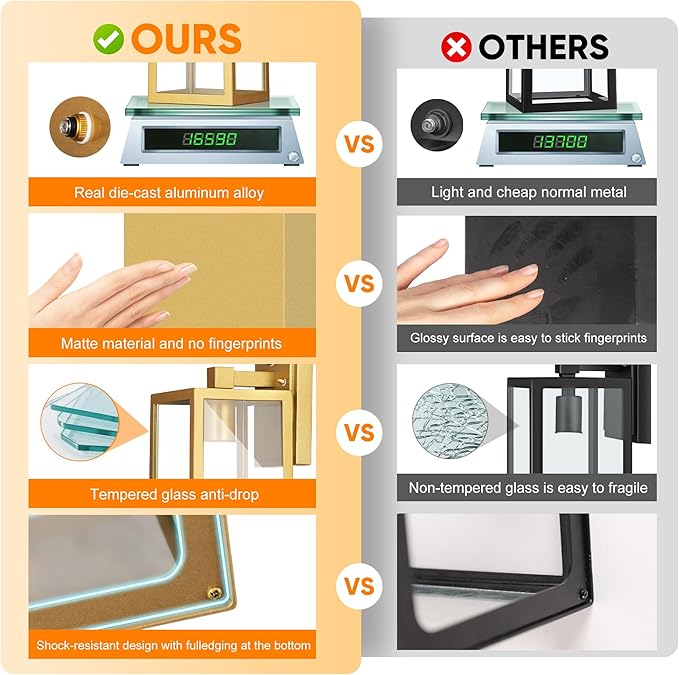 PARTPHONER Gold Dusk to Dawn Outdoor Lights for House Wall Mount, Sensor Exterior Lighting Fixtures set of 2, Anti Rust Wall Sconce Lamp, Waterproof Wall Lantern for Doorway, Garage, WTWL181AJ2