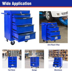 4 Drawers Rolling Tool Box on Wheels, Multifunctional Tool Chest Cabinet with Lock, Drawers Rolling Tool Cart Trolley Organizer Tool Storage Case for Warehouse,Garage,Workshop (Blue)