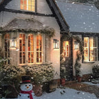 Outdoor Wall Light Fixture, Black Exterior Lantern with Clear Tempered Glass for Front Porch, Gold Trim Design, 2-Pack, E26 Base, Lanterns for Lighting, Lights for Wall mounting