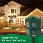 Flexora Outdoor Power Strip with 24-Hour Mechanical Timer, 100 FT Extension Cord Waterproof, 6 Grounded Outlets for Outdoor Christmas Decorations, ETL Listed