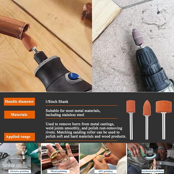 442 Pieces Sanding Drums Kit for Dremel Rotary Tool,Drum Sander Sleeves 376pcs (80 120 240 320 400 600Grit),24Pcs Drum Mandrels and 42 Sanding Bits,Sanding Bits Tool Accessories with Box