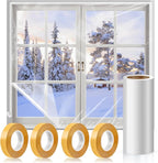 Window Insulation Kit, 87 × 394 Inch Plastic Window Coverings for Winter, Thicken Window Shrink Film Insulator Kit Windows Waterproof Winterizing with 4 Double-Sided Tape for 3 Pcs 7 x 9 Ft Windows