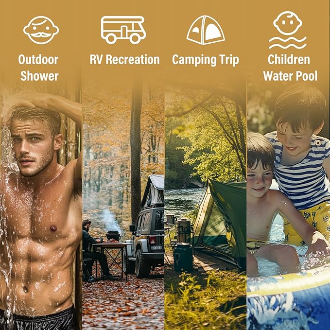 Tankless Water Heater 8L, Portable Propane Camping Water Heater 2.11GPM with Handle Overheating Multi-Protection, Instant Gas Hot Water Warmer for Outdoors RV Trips Shower Boat Cabins,White