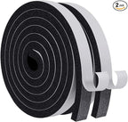 MAGZO Weather Stripping Door Seal, 3/4 Inch Wide X 3/8 Inch Thick Adhesive Foam Tape Soundproof Weatherstripping for Windows, 2 Rolls Total 13FT Black