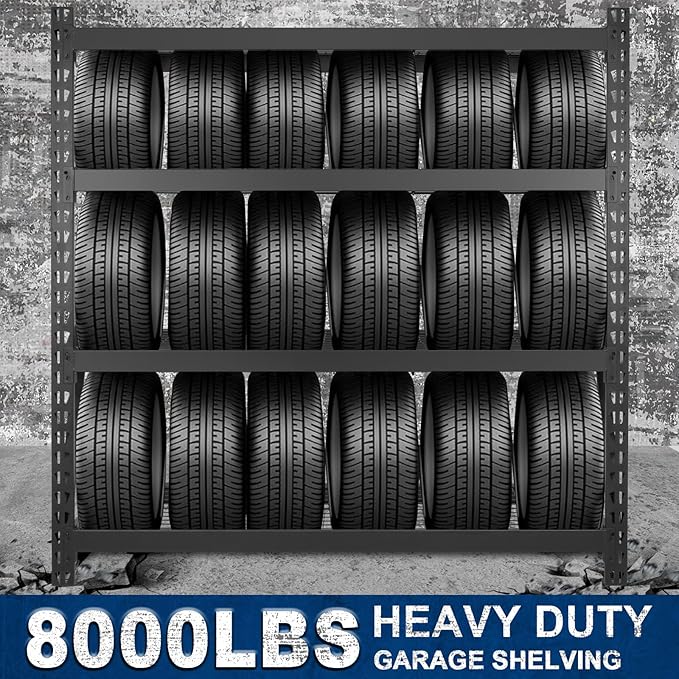 BILT HARD 72" W x 24" D Heavy Duty Garage Shelving, 72" H Storage Shelves, 5-Tier Industrial Metal Shelving Units with Adjustable Shelf, Steel Wire Utility Storage Shelves, 8000 LBS