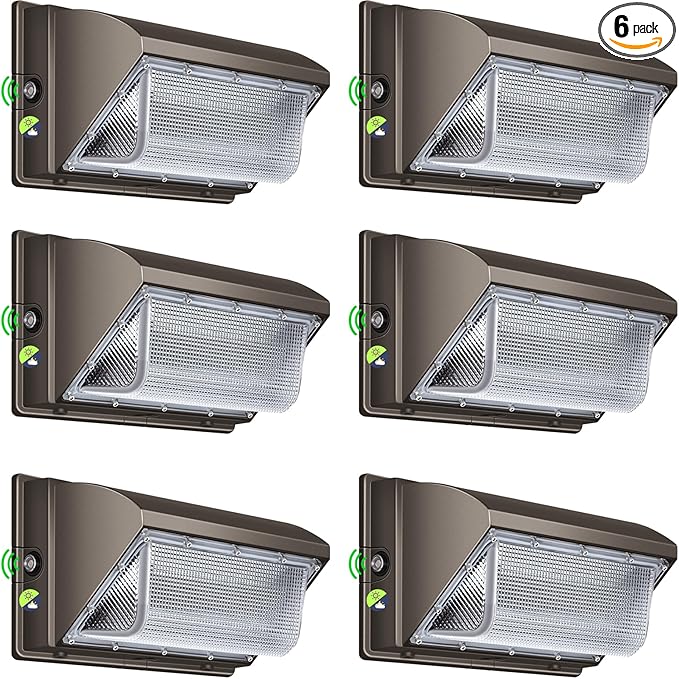 LED Wall Pack Lights Outdoor Dusk to Dawn Photocell 800W Eqv Bright 18000LM LED Exterior Buildings Security Lighting 5000K 120W LED Flood Wall Light 100V-277V IP65 Waterproof for Yard 6 Pack