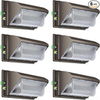 LED Wall Pack Lights Outdoor Dusk to Dawn Photocell 800W Eqv Bright 18000LM LED Exterior Buildings Security Lighting 5000K 120W LED Flood Wall Light 100V-277V IP65 Waterproof for Yard 6 Pack