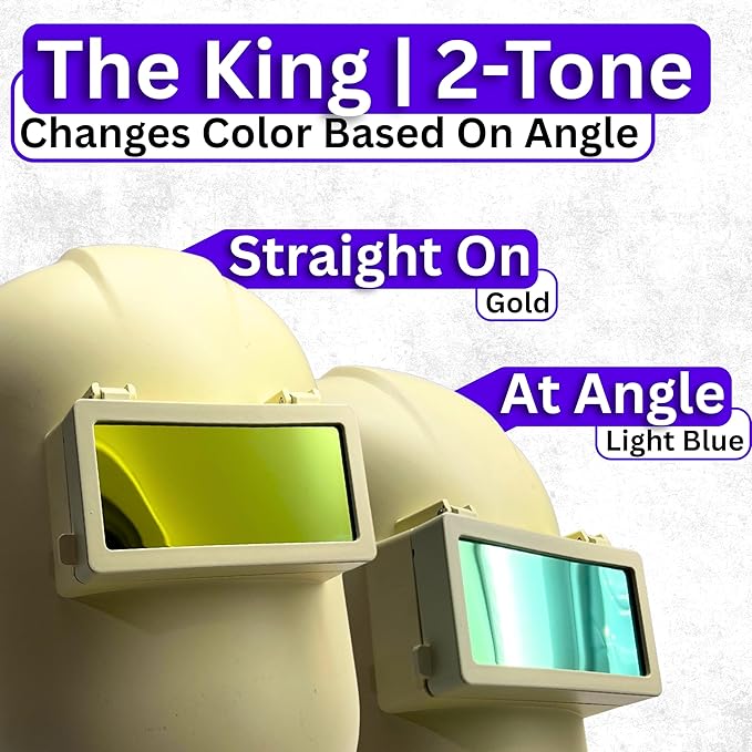The King 2-Tone | Gold/Blue Shade 11 Welding Lens | Changes Color With Angle - Gold/Blue | 2" x 4.25" | Extremely Clear Fixed Shade 2x4 Welding Lens | Ridge Products Welding Lens