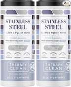 Therapy Stainless Steel Wipes, 30 Count (2 Pack) - Appliance Cleaner for Fridge, Dishwasher, Oven, Stove, Sink, Microwave, and More - Removes Smudges, Fingerprints, and Leaves a Streak-Free Shine