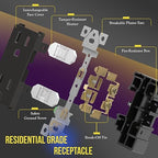 ENERLITES, Dark Bronze Elite Series Decorator Receptacle Outlet Child Safe Tamper-Resistant, Self-Grounding, 2-Pole, Residential Grade, 15A 125V, UL Listed, 61501-TR-DB