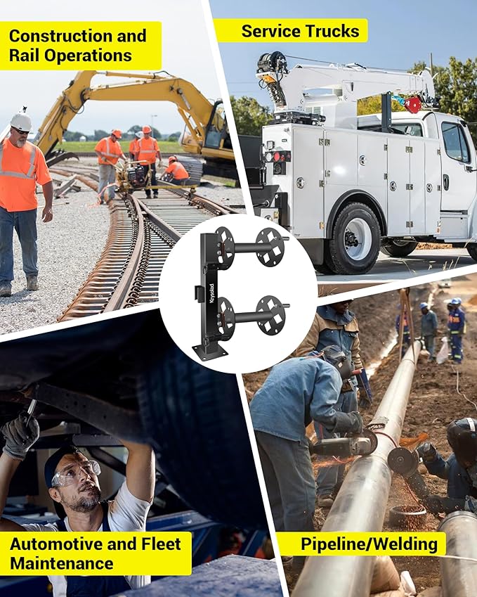 Heavy Duty Double Welding Cable Lead Reel, 10" Lockable Welding Lead Reel with 360° Rotatable Base and Metal Pin, Accommodates 150 Feet of 1/0 and 125 Feet of 2/0 Cable