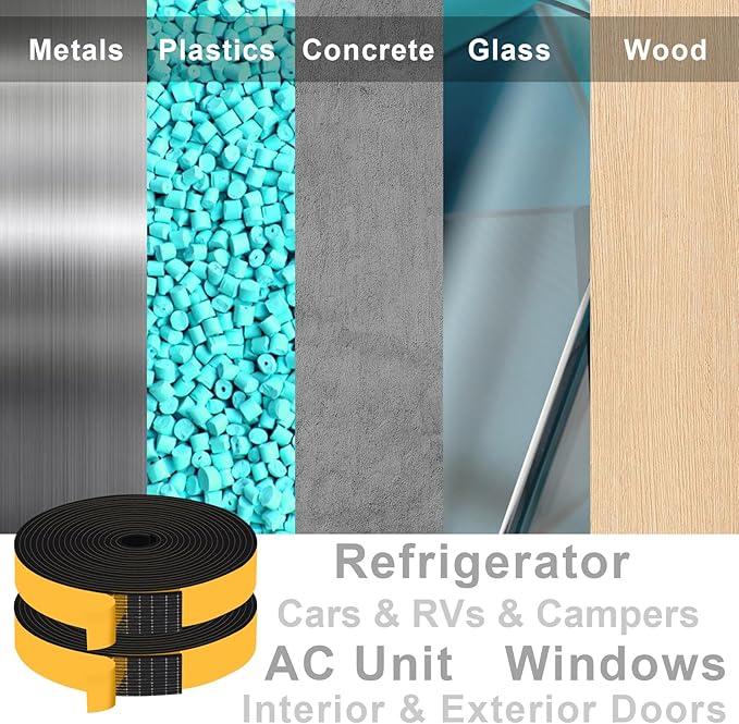 Strong Self Adhesive Foam Weather Stripping, Foam Seal Tape for Doors and Windows, SoundProof Weatherproof Insulation Strips, AC Seal Strip, Anti-Collision, Anti-Bug(1 in x 1/8 in x 66Ft)