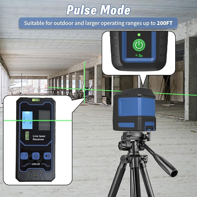 Laser Level, 100ft Self Leveling Green Cross Line nivel Laser, Lazer Leveler Tool for Picture Hanging Construction Floor Tile Wall Home Renovation, Indoor Outdoor Project